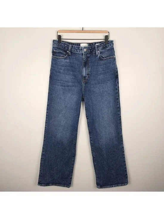 FRAME The Wide Jeans High Rise Wide Leg Ankle Rival Blue Size 31 - Picture 4 of 14